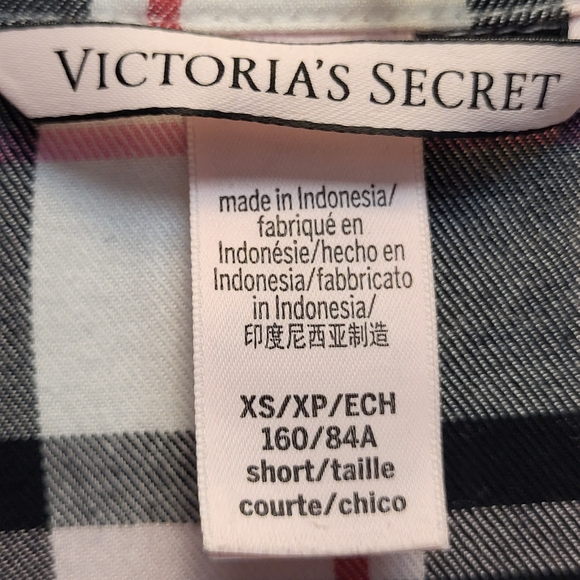 Victoria’s Secret Black & Pink Plaid Flannel Pajama Set - Size XS Short - Picture 4 of 6